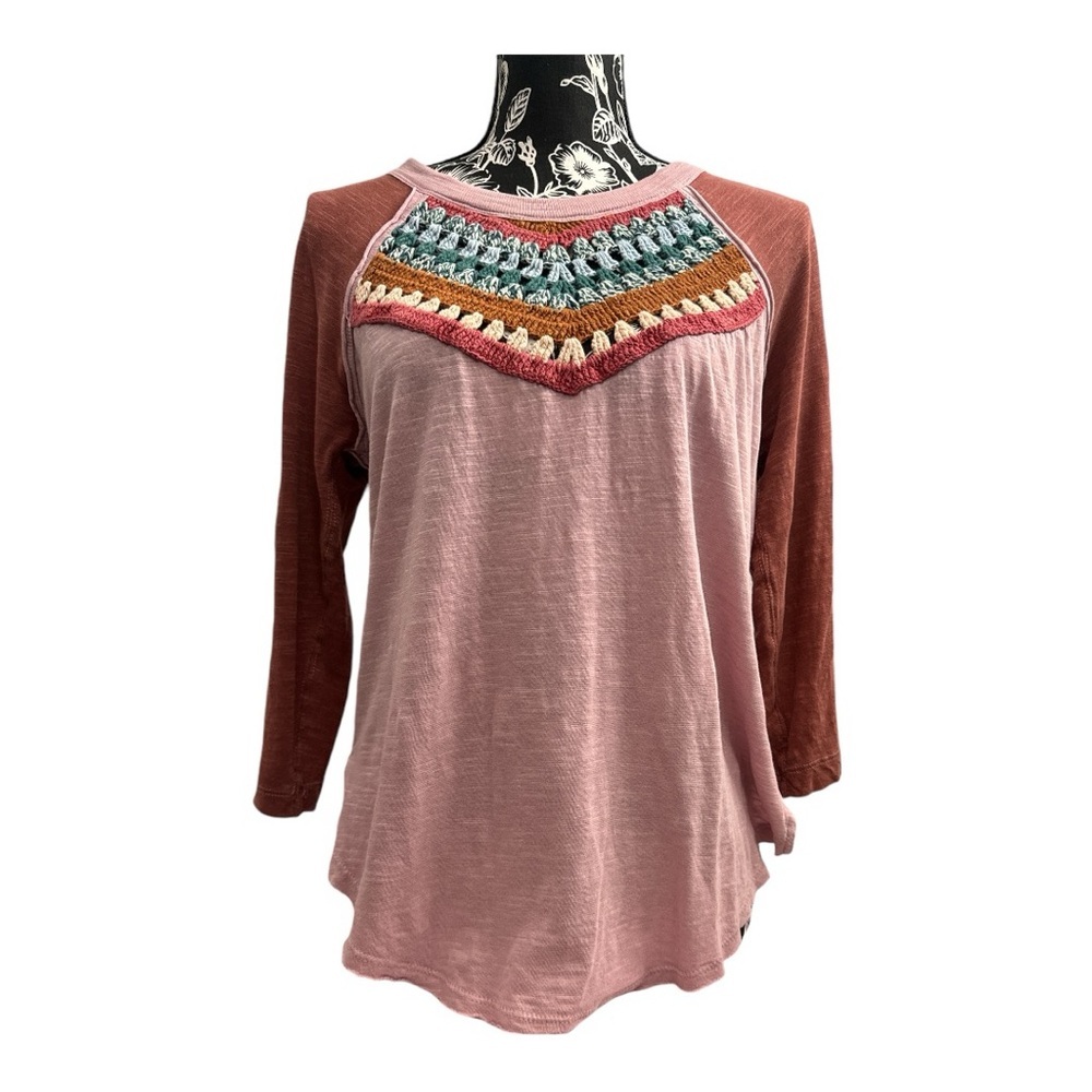 Free People We The Free Dusty Rose Embellished Boho Blouse Size S - Picture 6 of 15